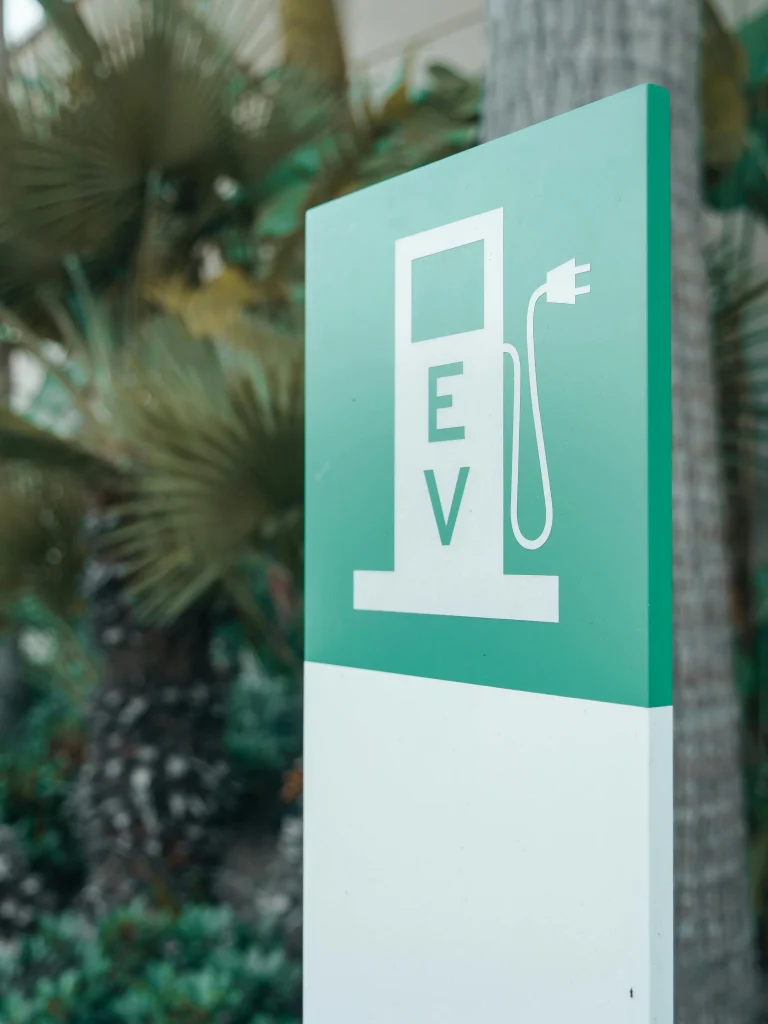 Green EV charger sign